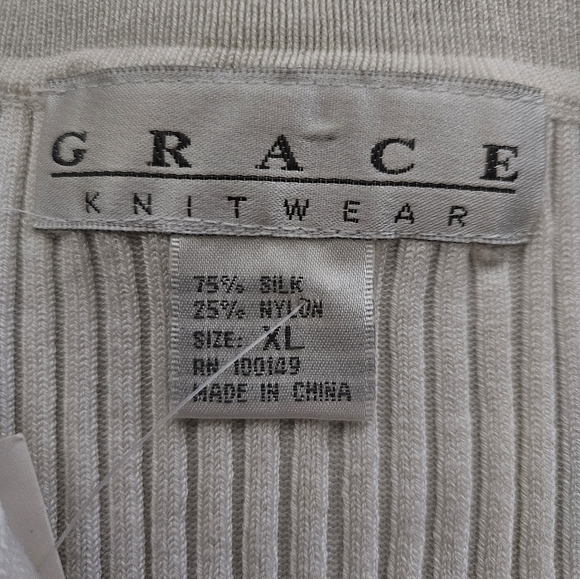 NWT - Silk Blend "Grace Knitwear" Off White Jersey - Size XL - Picture 3 of 8